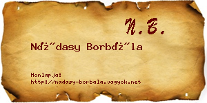 Nádasy Borbála névjegykártya